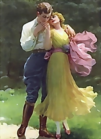 A Hot Love Story. Lady Chatterly's Lover. 4. Kissing her hand. A young couple in love.